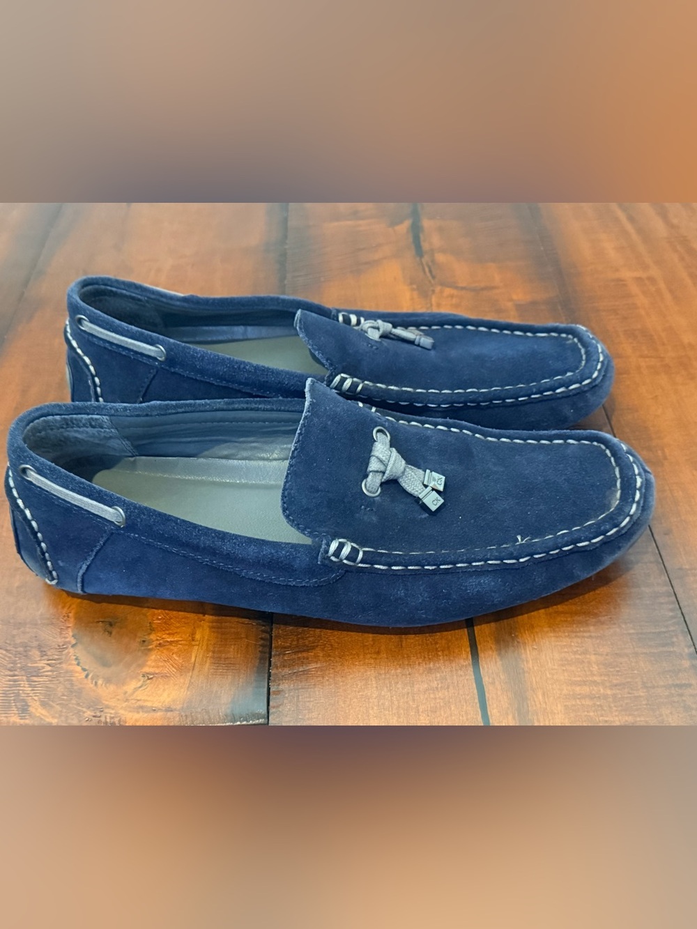 Calvin Klein Navy Suede Tassel Driving Loafers